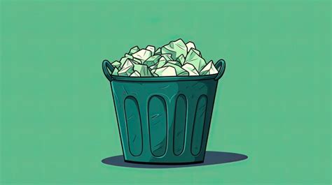 Premium Ai Image Flat Illustration Of Green Basket Full Of Crumpled