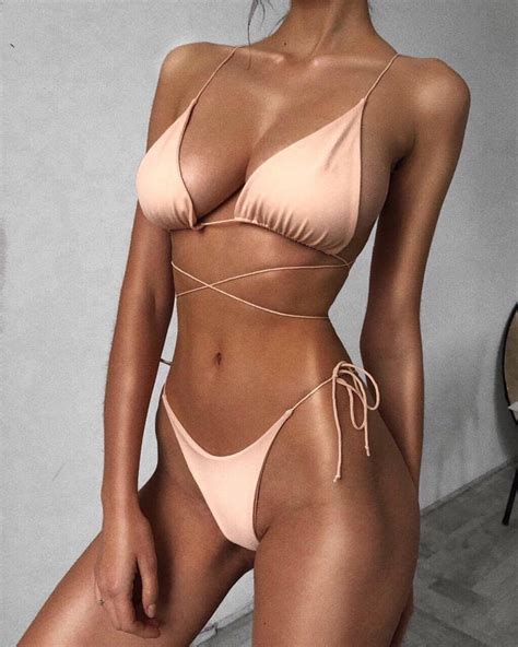 Beige Bikini Set Silk Bikini Cheeky Bikini Sexy Bikini Brazilian Bikini