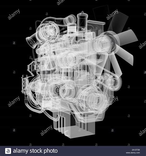 Free Download Internal Combustion Engine X Ray Style Isolated On Black [1300x1390] For Your