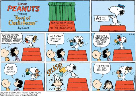 Peanuts By Charles Schulz For August 13 2000 Snoopy Cartoon Peanuts Comic