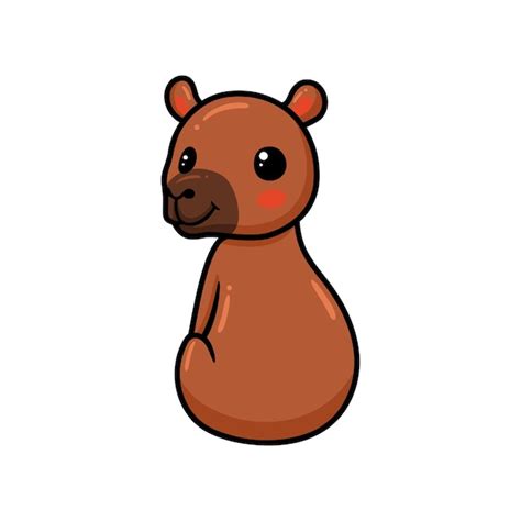 Desenho De Capivara Fofinho Sentado Vetor Premium