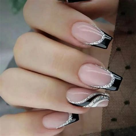 30 Stunning Black And Silver French Tip Nails Ideas Nail Designs Daily