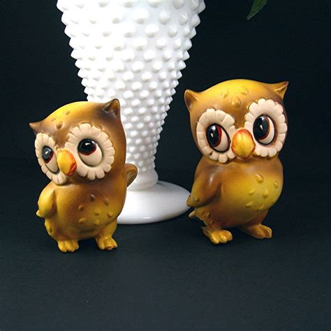 Vintage Owl Figurines Josef Originals Two Owls Home Decor