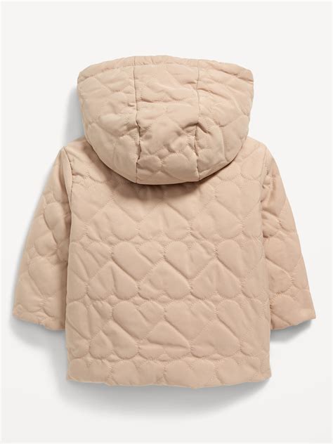 Quilted Heart Hooded Snap Front Jacket For Baby Old Navy