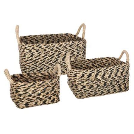 Lot de 3 Paniers de Rangement à Pompons Seagrass 33cm Noir