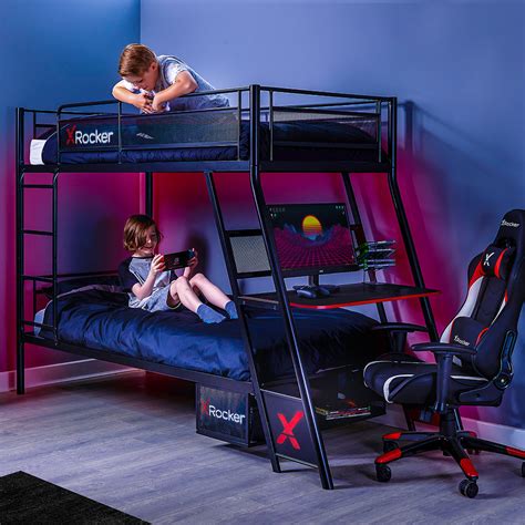 X Rocker Armada Gamer Setup Twin Twin Bunk Bed With Built In Gaming