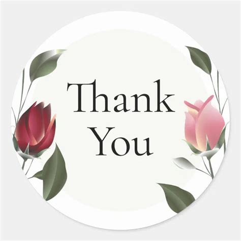 Modern Roses Thank You Classic Round Sticker Zazzle