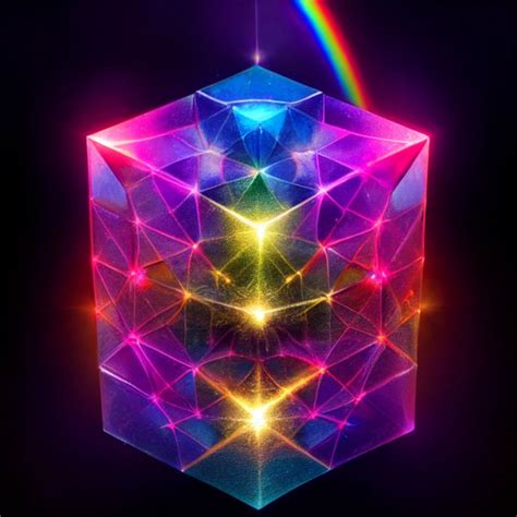 8k Resolution Rainbow Colored Cosmic Cube Midjourney