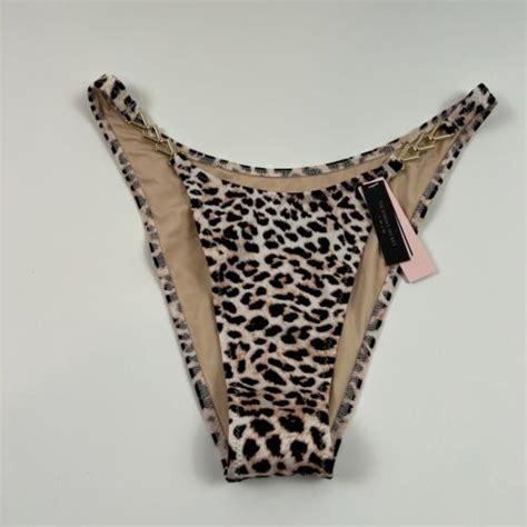 Victoria S Secret Swim Gold Chain Strap High Waist Leopard Bikini Bottom M NWT EBay