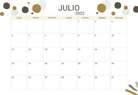 Calendario De Julio 2021 Para Imprimir