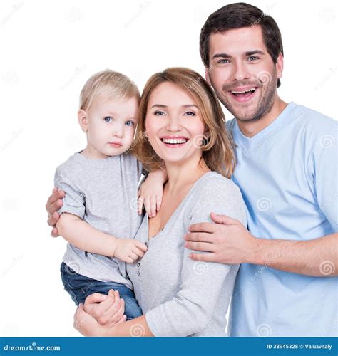 Retrato De La Familia Feliz Con El Peque O Ni O Foto De Archivo