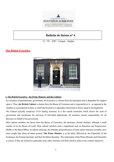 Bulletin De Liaison The British Executive Political