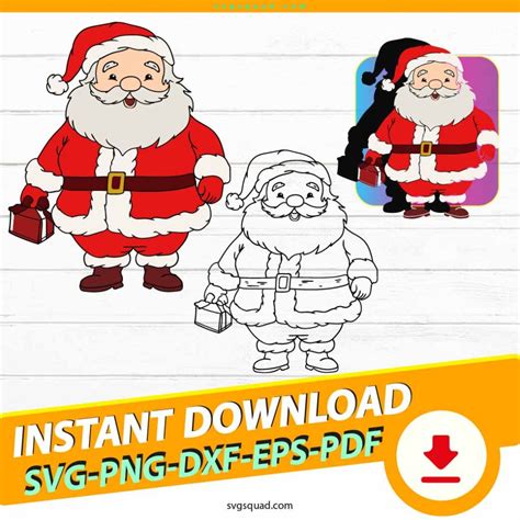 Christmas Santa Svg Png Cricut Layered Outline Santa Claus Svg