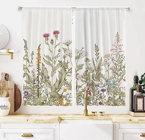 Amazon Abxinyoule Floral Wildflower Kitchen Window Curtains