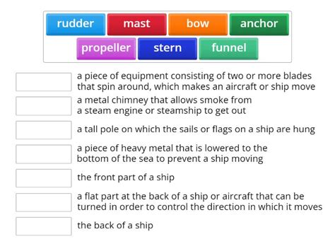 Parts of a ship - Match up