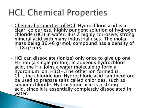 Hydrochloric Acid Uses Hazards And Industrial Applications Ppt