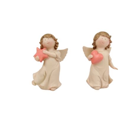 Anjo Estrela E Coração Nude Barroco 9x5x4cm Kit 2pc no Shoptime