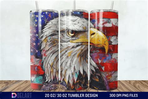 D Bald Eagle American Flag Tumbler Wrap Graphic By Delartcreation