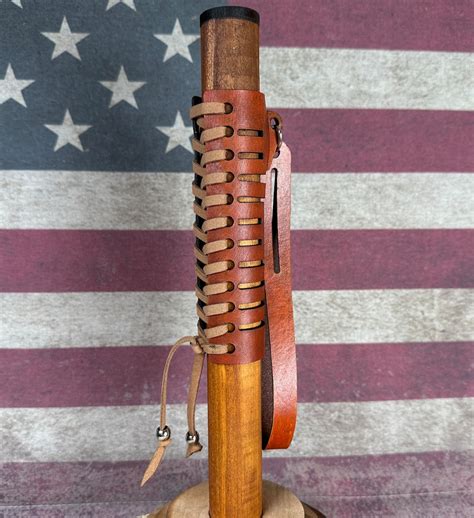 Custom Leather Walking Stick Grip With Wrist Strap Us Veteran Made Usa