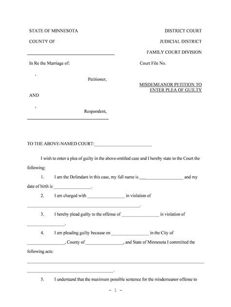 Petition To Enter Guilty Plea Minnesota Judicial Branch Form Fill Out