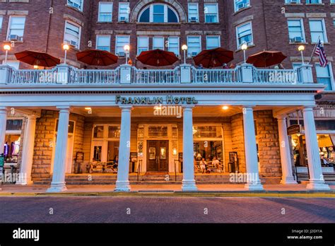 Franklin Hotel on Historic Main Street at dusk in Deadwood, South ...