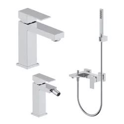 Set Miscelatore Lavabo E Bidet Con Esterno Vasca Cromo Kyria