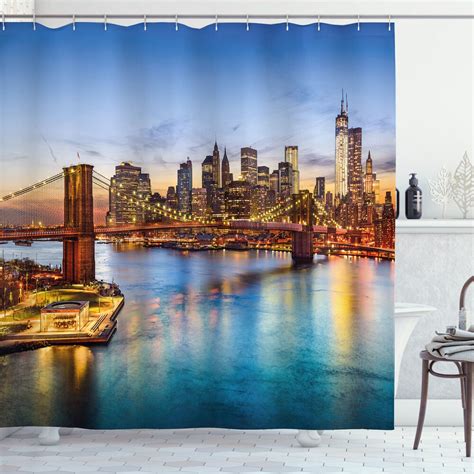 Inpercust New York Cityscape Shower Curtain Iconic Print For American