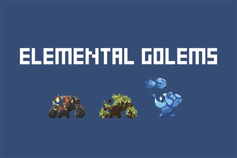 Elemental Golems Pixel Art Fantasy Creature Pack D Characters