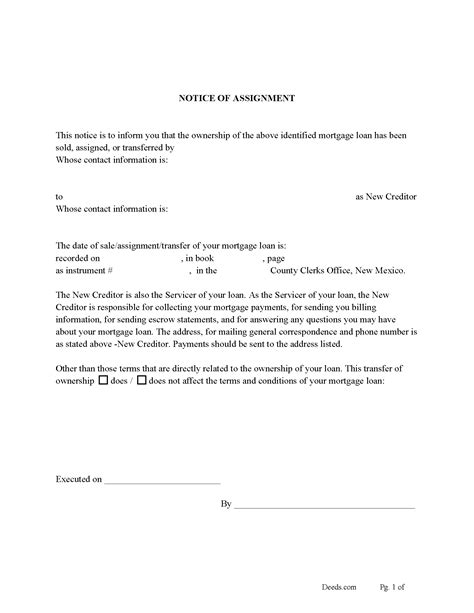 Dona Ana County Assignment Of Mortgage Form New Mexico Deeds