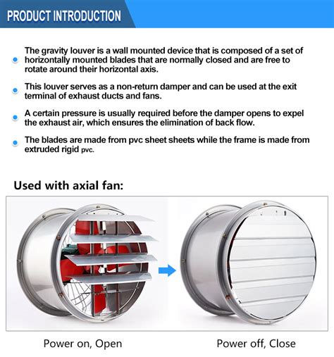 Exhaust Fan Shutter Pvc Gravity Louver For Inch Wall Mounted