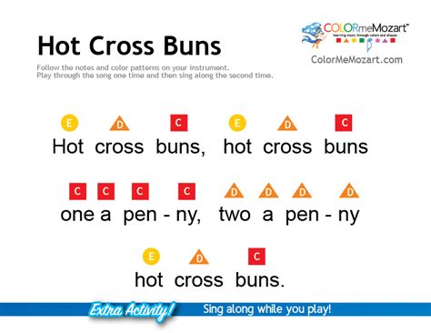 Hot Cross Buns Easy Piano Notes – Color Me Mozart