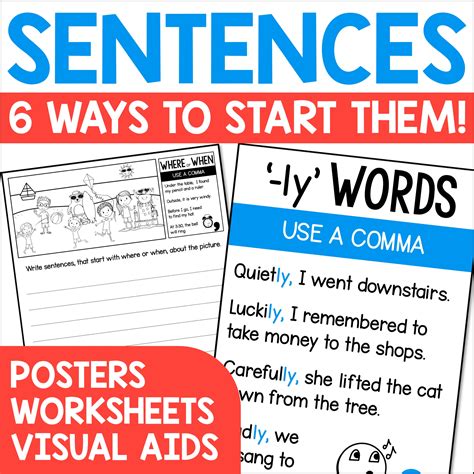 Ways To Start Sentences Sentence Starting Posters Worksheets