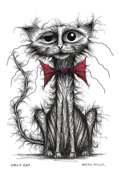 Ugly Cat Drawing By Keith Mills