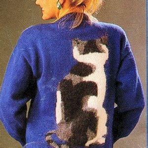 Cat Lovers Sweater Knitting Pattern PDF Instant Download, Womens ...