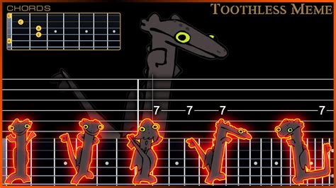 Toothless Dancing Meme Easy Guitar Tabs For Begginers Youtube