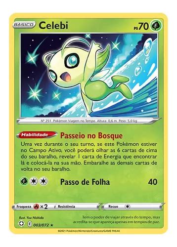 Carta Pok Mon M Tico Celebi Destinos Brilhantes Parcelamento Sem Juros