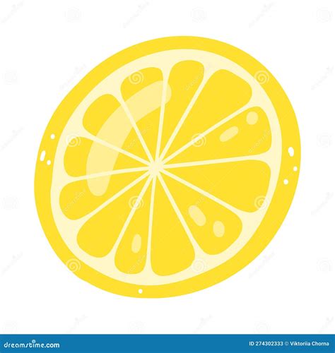 Hand Drawn Lemon Slice Vector Illustration Of Cut Tasty Citrus Healthy Food Summer Fresh