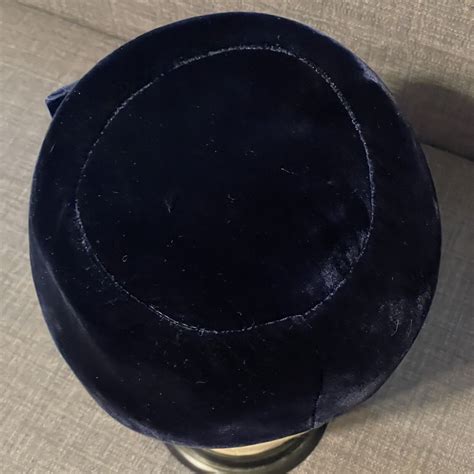 Vintage S Blue Velvet Pillbox Hat With Bow Macys Gem