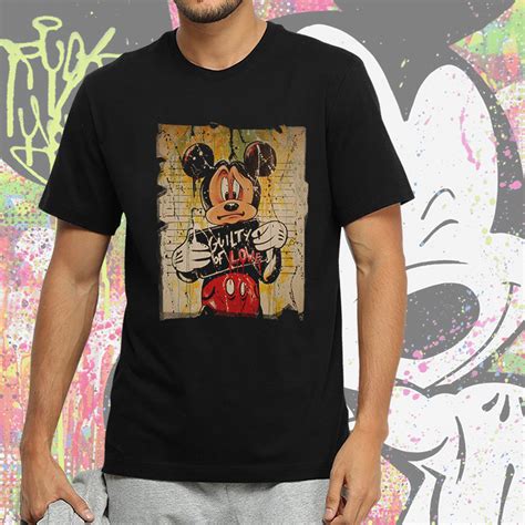 Camiseta Unissex Masculina Silhueta Mickey Mouse Disney Preta Camisa