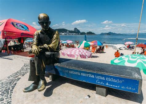 Copacabana Sidewalk, Sightseeing Spot Statue of Poet Carlos Drummond De ...