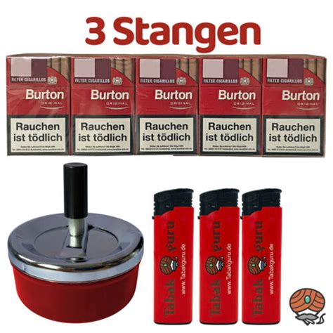 3 Stangen Burton Original Filter Zigarillos 17 Stück Schachtel