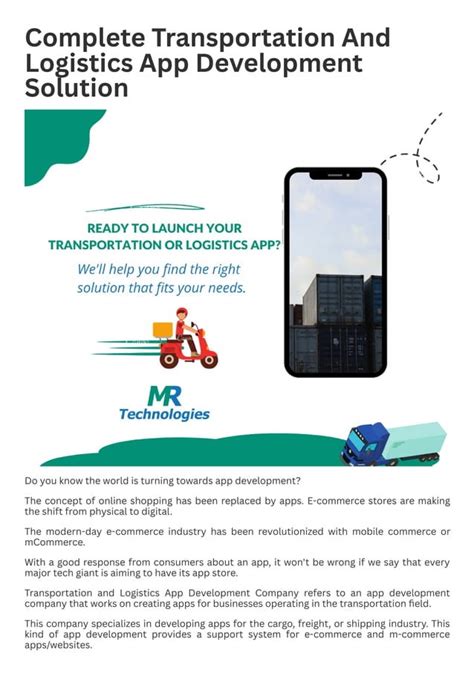 Complete Transportation And Logistics App Development Solution Pdf