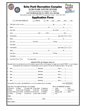 Fillable Online Laparks Application Form City Of Los Angeles