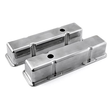 Chevy SBC 350 Polished Aluminum Plain Valve Covers Tall W Hole EBay