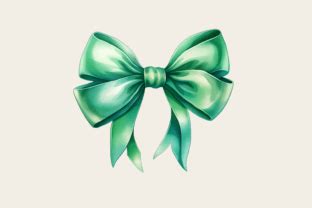 Watercolor Green Bow Cliparts Graphic By Abdel Designer Creative Fabrica