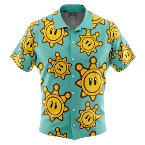 Shine Sprite Mario Bros Sunshine Button Up Hawaiian Shirt Anime Ape