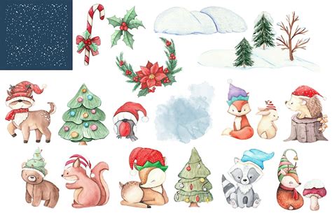 Clipart Set Kuschelige Waldtiere Wintertiere Weihnachten Etsy Österreich