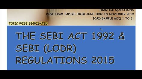 Sebi Act 1992 Sebi Lodr 2015 Reading Question Bank Ca Final Part 1 Of