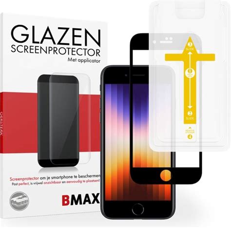 BMAX Screenprotector IPhone SE 2022 Met Applicator Full Cover Gehard