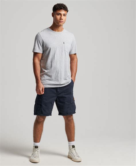 Mens Organic Cotton Heavy Cargo Shorts In Eclipse Navy Superdry Uk